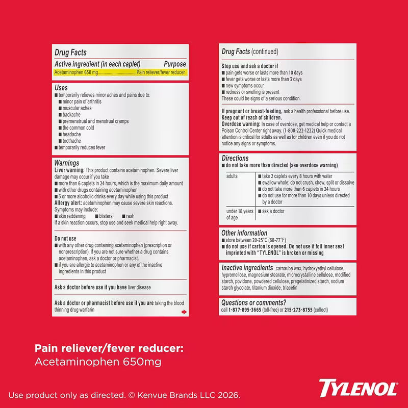 Tylenol Arthritis Pain Caplets - 290 Ct