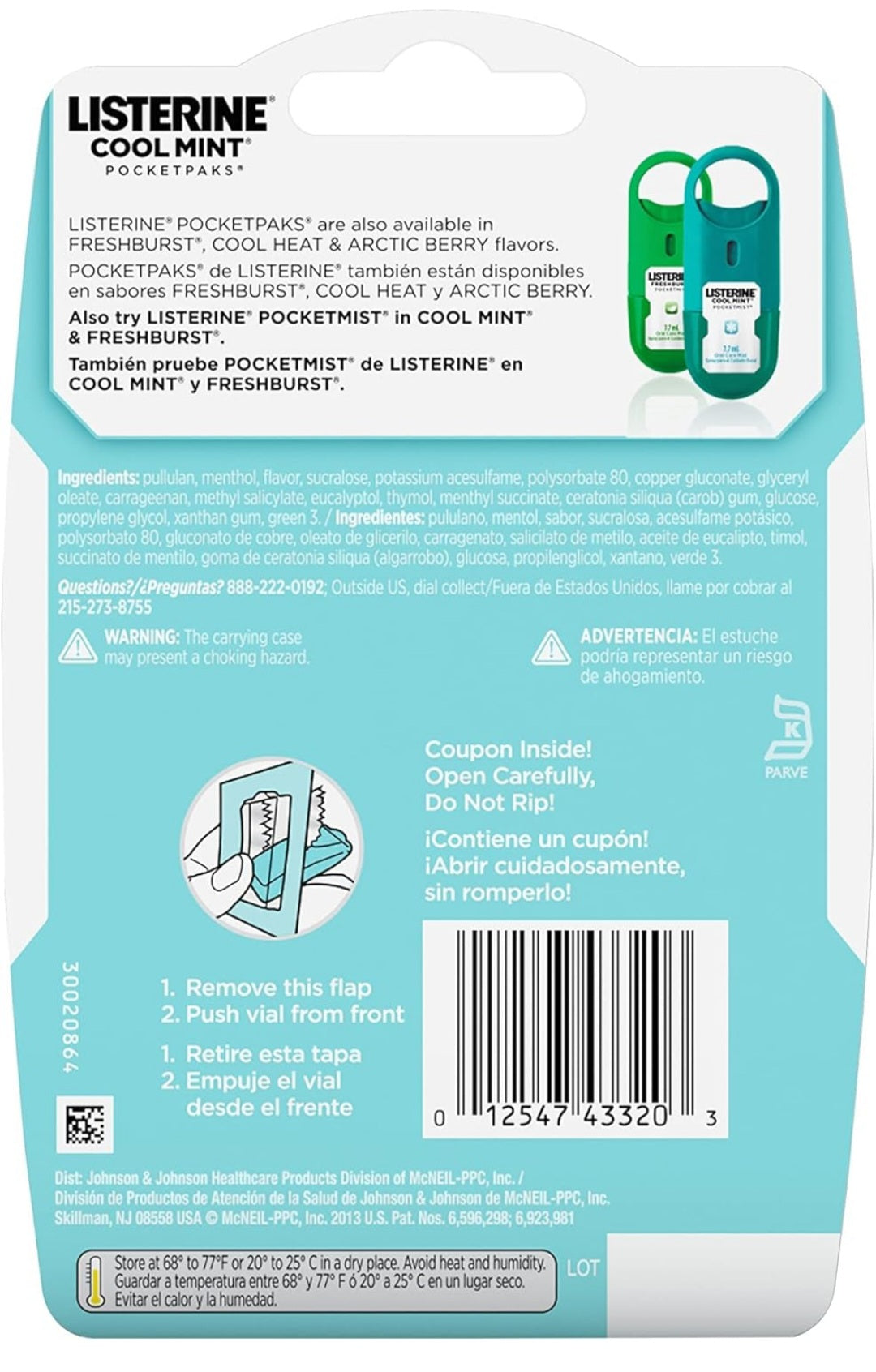 Listerine Cool Mint Pocketpaks Breath Strips Kills Bad Breath Germs, 72-Strip Pack