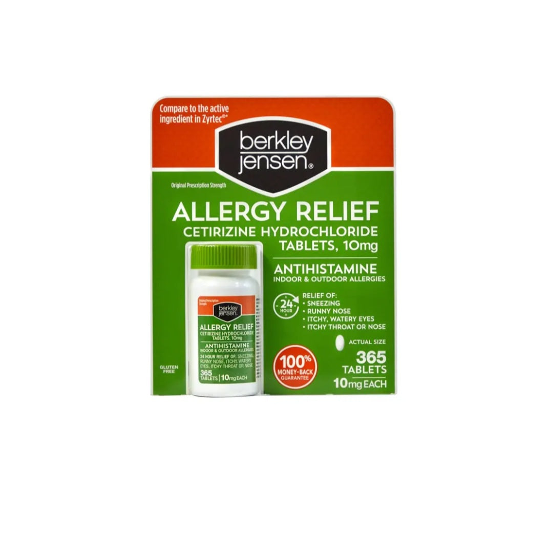 Berkley Jensen Allergy Relief 10mg Cetirizine Hydrochloride Tablets, 365 ct.
