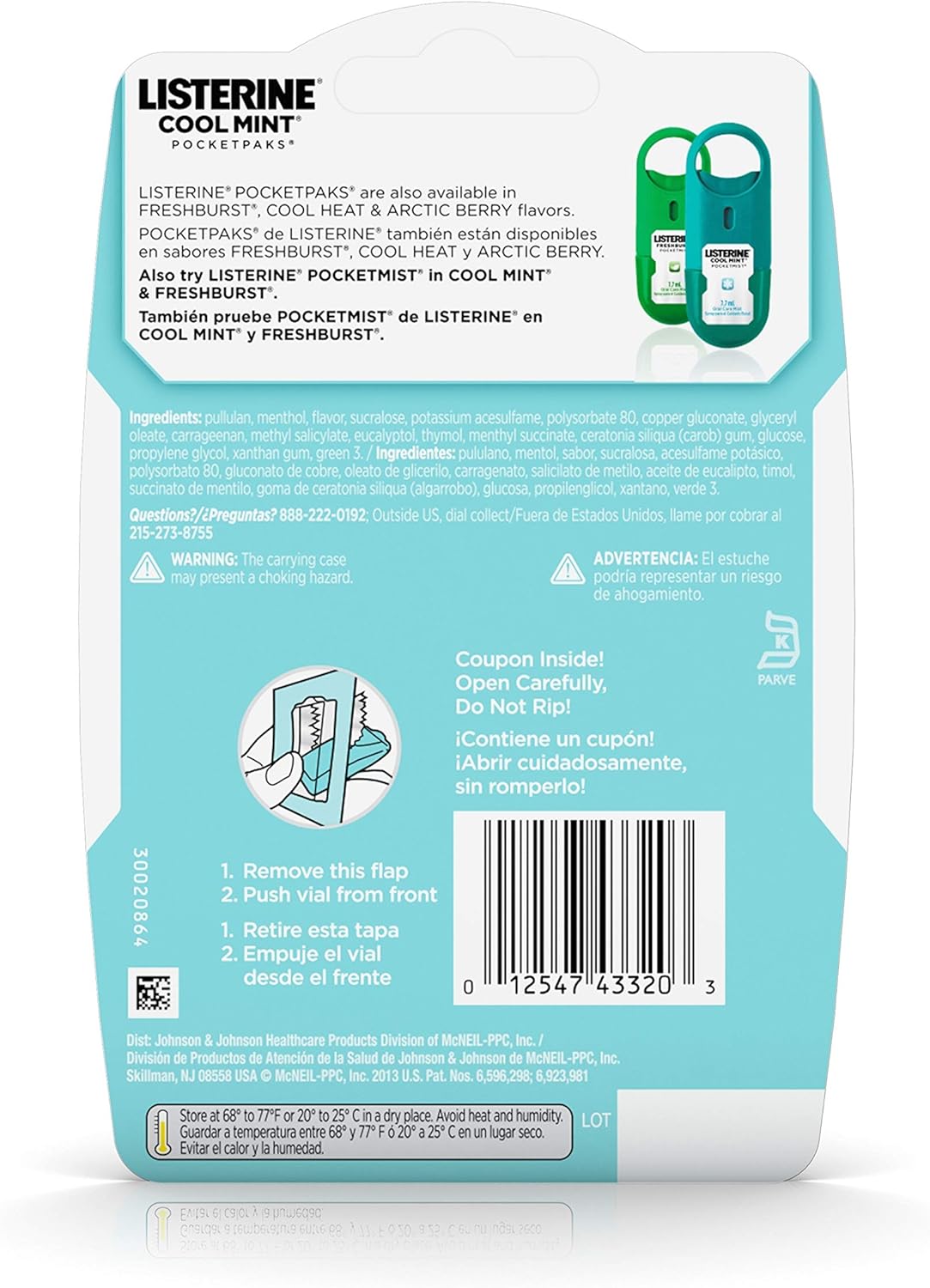 Listerine Cool Mint Pocketpaks Breath Strips, 6 pk./72 Strips