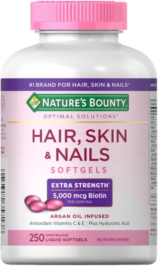 Nature's Bounty Hair Skin and Nails 5000 mcg of Biotin - 250 Coated Tablets Extra Strength