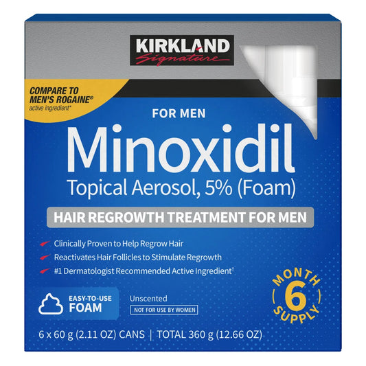 Kirkland Minoxidil Topical Aerosol 5% Foam - Hair Regrowth Treatment 6 x 2.11 OUNCE (total 12.66 oz)