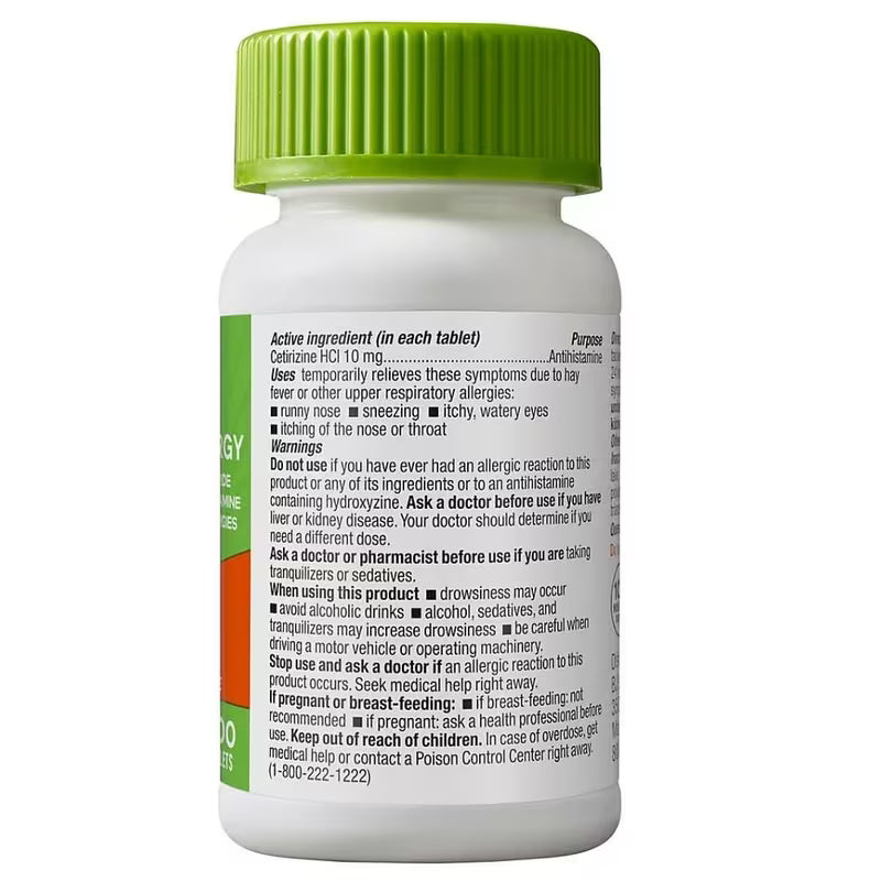berkley jensen 24 Hour Allergy Relief, 10 mg Cetirizine Hydrochloride Antihistamine - Fast Allergy Medicine for Indoor & Outdoor Allergies, Made in USA